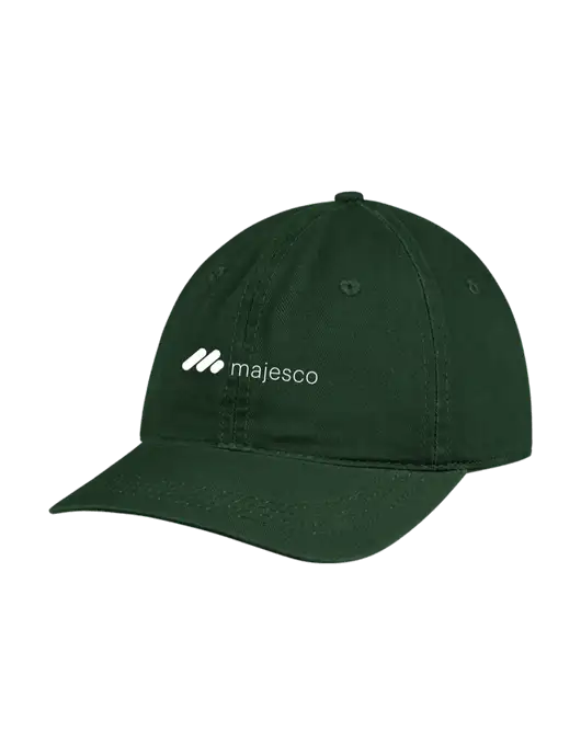 Garment Washed Unstructured Twill Dark Green Cap w/Majesco Logo