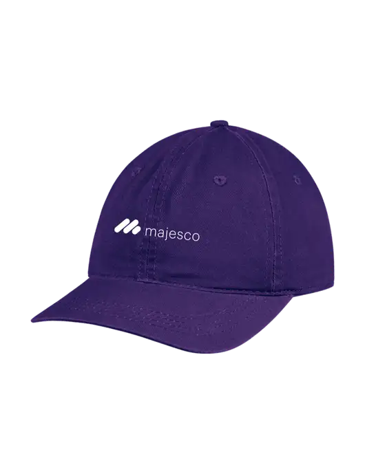 Garment Washed Unstructured Twill Purple Cap w/Majesco Logo