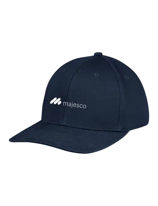 Premium Modern Structured Twill Navy Snapback Cap w/Majesco Logo