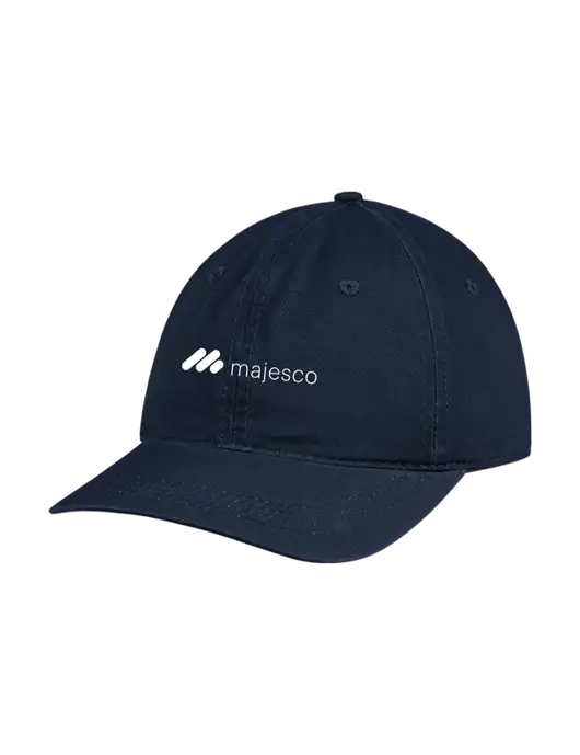 Garment Washed Unstructured Twill Navy Cap w/Majesco Logo