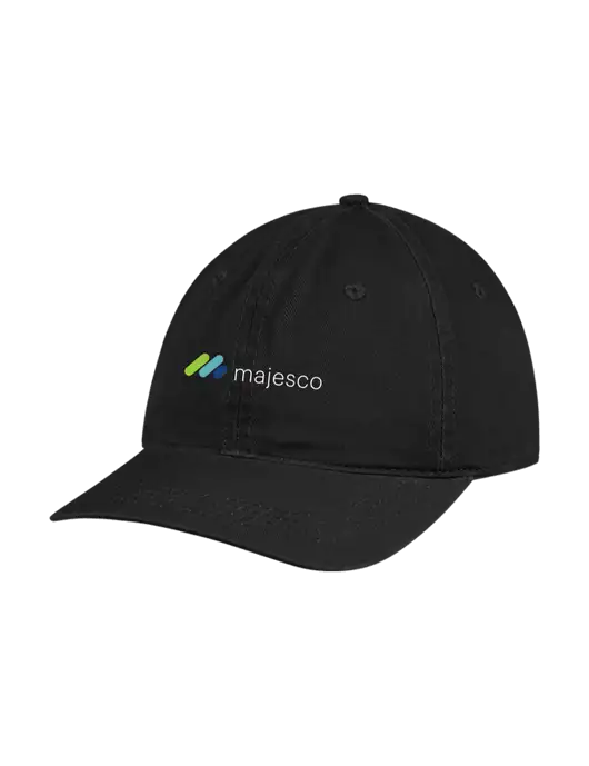 Garment Washed Unstructured Twill Black Cap w/Majesco Logo