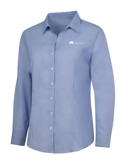 Light Slate Blue Womens Crosshatch Easy Care Shirt w/Majesco Logo