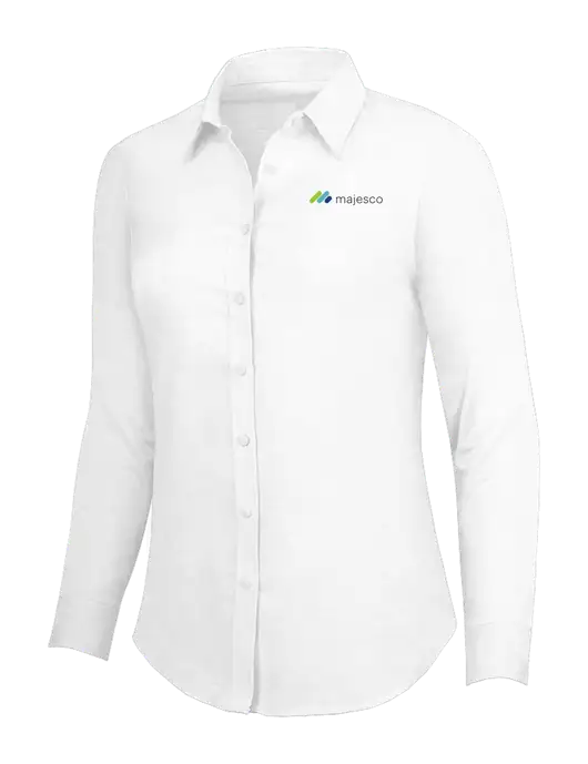 White Womens SuperPro Oxford Shirt w/Majesco Logo