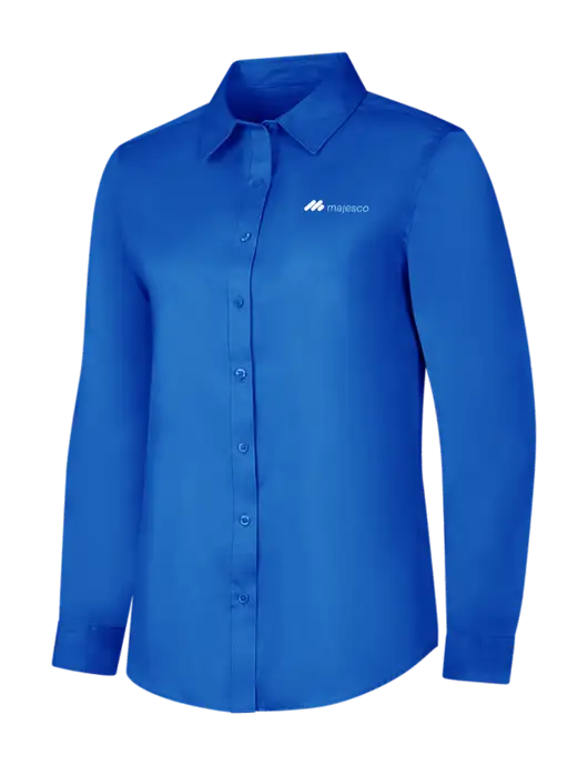 Womens Long Sleeve Royal Blue Superpro React Twill Shirt w/Majesco Logo