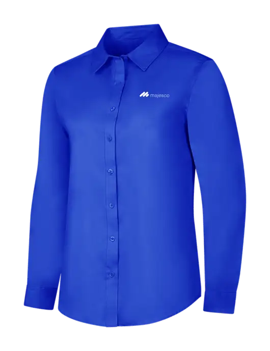 Womens Long Sleeve Dark Royal Superpro React Twill Shirt w/Majesco Logo