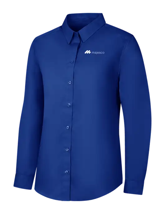Womens Royal Long Sleeve Carefree Poplin Shirt w/Majesco Logo