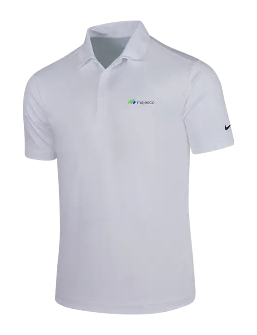 NIKE White Dri-Fit Vertical Mesh Polo w/Majesco Logo