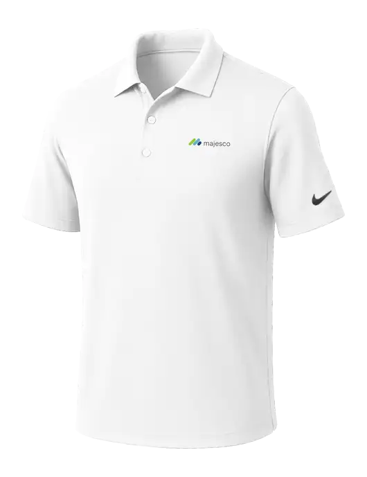 NIKE White Dri-Fit Micro Pique Polo w/Majesco Logo