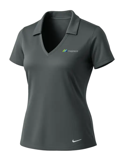 NIKE Dark Grey Womens Dri-Fit Vertical Mesh Polo w/Majesco Logo
