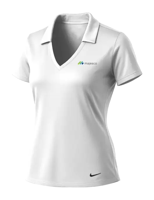 NIKE White Womens Dri-Fit Vertical Mesh Polo w/Majesco Logo