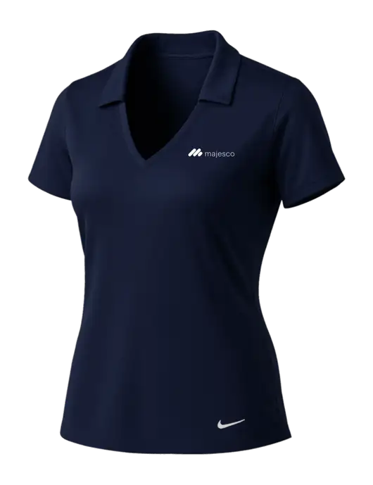 NIKE Dark Navy Womens Dri-Fit Vertical Mesh Polo w/Majesco Logo