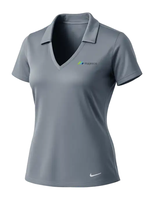 NIKE Medium Grey Womens Dri-Fit Vertical Mesh Polo w/Majesco Logo