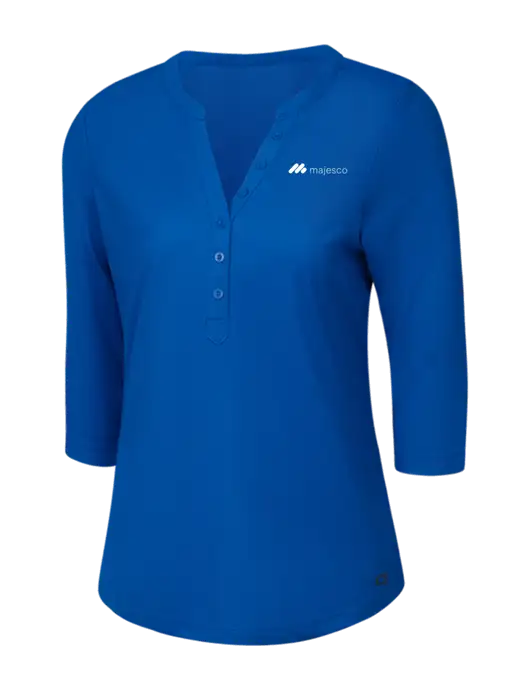 OGIO Royal Blue Jewel Henley w/Majesco Logo