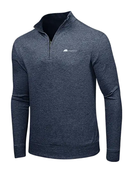 Estate Blue Heather/Charcoal Heather Interlock 1/4 Zip w/Majesco Logo