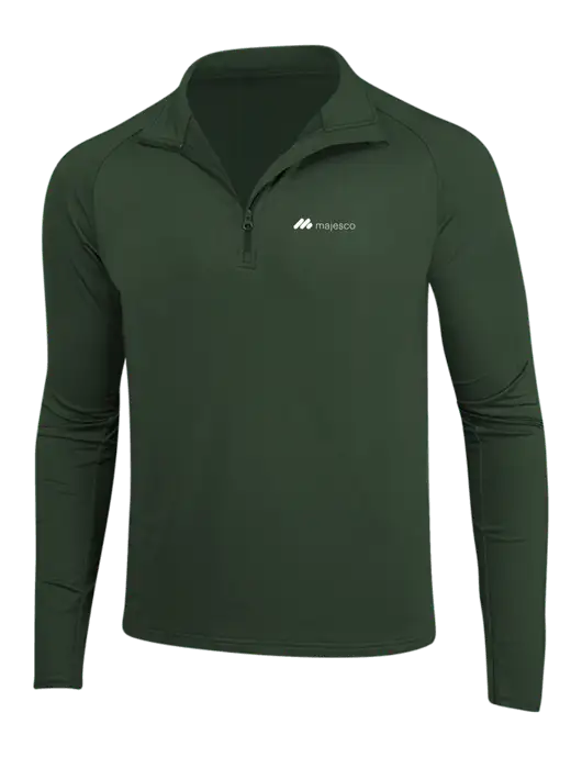 Dark Green Sport Wick Stretch 1/4 Zip Pullover w/Majesco Logo