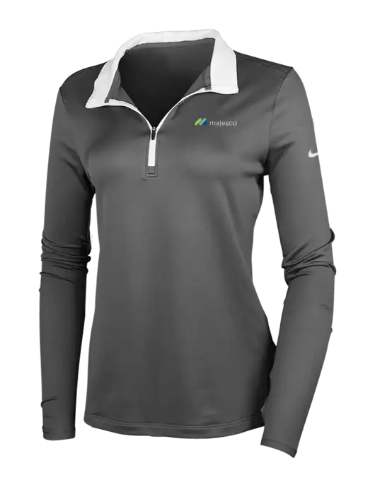 NIKE Dark Grey/White Womens Dry-Fit Stretch 1/2 Zip Cover-Up w/Majesco Logo