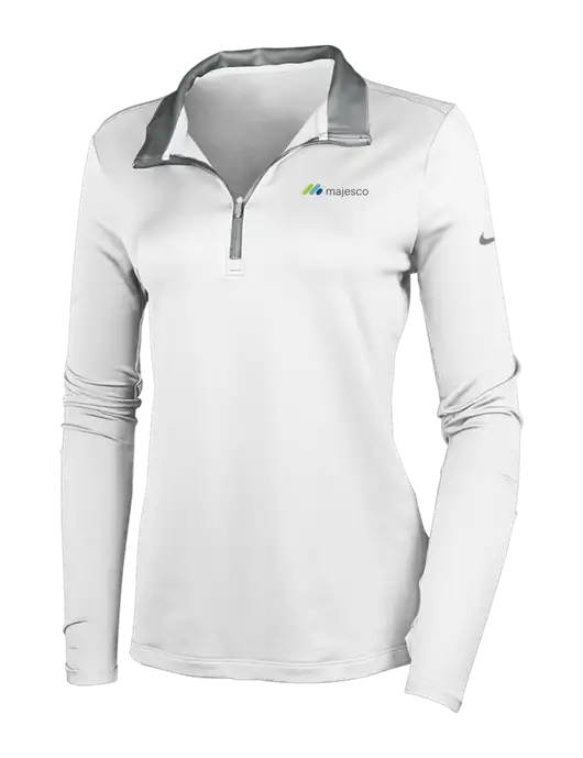 NIKE White/Dark Grey Womens Dry-Fit Stretch 1/2 Zip Cover-Up w/Majesco Logo