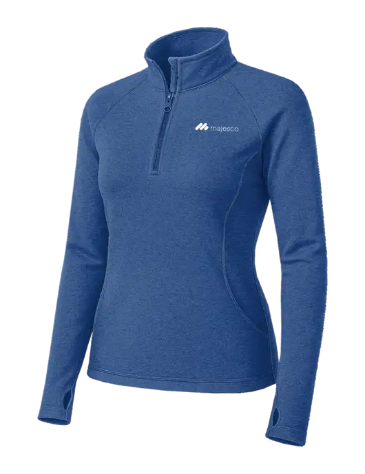 Royal Heather Womens Sport Wick Stretch 1/4 Zip Pullover w/Majesco Logo