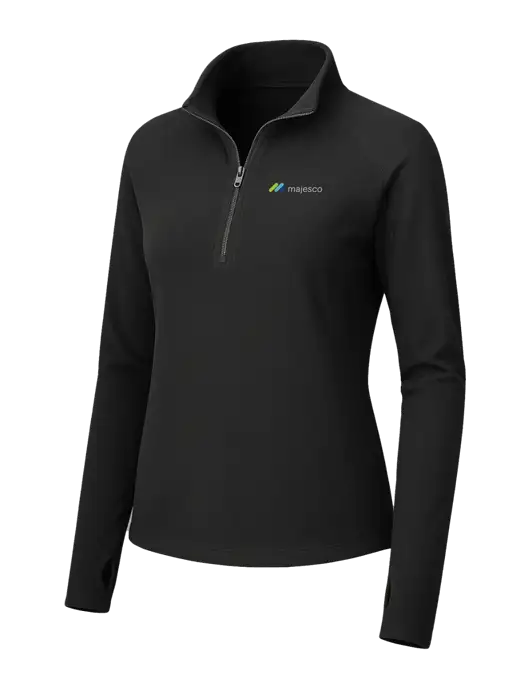 Womens Black Microfleece 1/2 Zip Pullover w/Majesco Logo