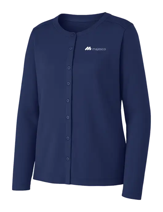 Dress Blue Navy Womens Concept Stretch Button-Front Cardigan Sweater w/Majesco Logo
