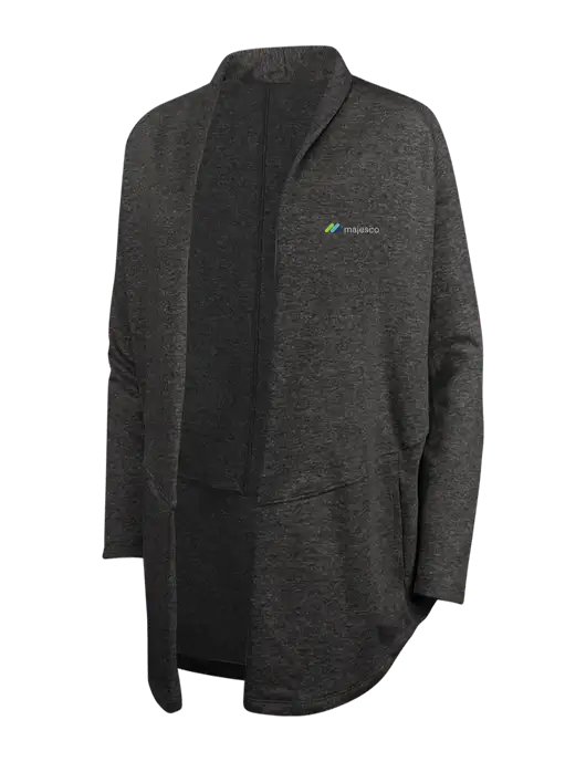 Charcoal Heather/ Medium Heather Grey Womens Interlock Cardigan w/Majesco Logo