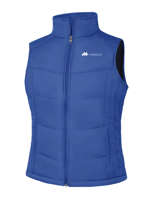 Womens Dark Royal Blue/Black Puffy Vest w/Majesco Logo