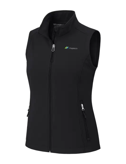 Black Womens Core Soft Shell Vest w/Majesco Logo