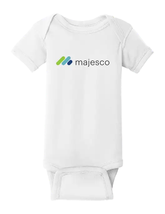 Rabbit Skins White Infant Short Sleeve Baby Rib Bodysuit w/Majesco Logo
