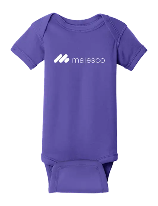 Rabbit Skins Purple Infant Short Sleeve Baby Rib Bodysuit w/Majesco Logo
