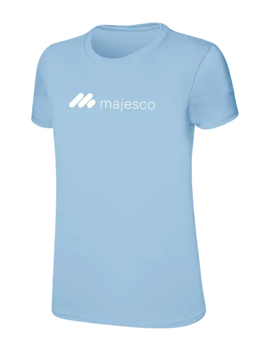 Womens Ring Spun Light Blue 4.5 oz T-Shirt w/Majesco Logo