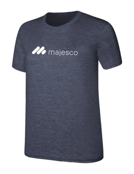 Womens Ring Spun Heather Navy 4.5 oz T-Shirt w/Majesco Logo