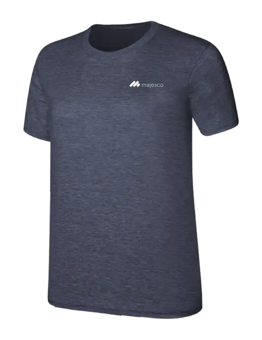 Womens Ring Spun Heather Navy 4.5 oz T-Shirt w/Majesco Logo
