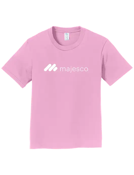 Youth Ring Spun Candy Pink 4.5 oz T-Shirt w/Majesco Logo