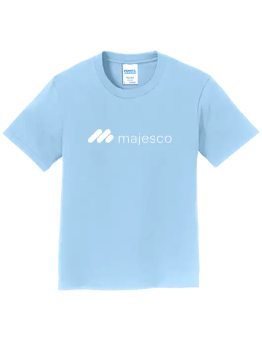 Youth Ring Spun Light Blue 4.5 oz T-Shirt w/Majesco Logo