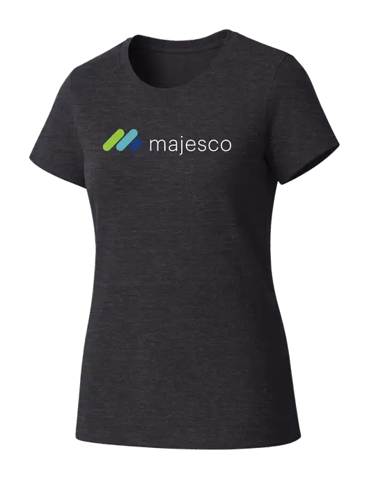 Womens Seriously Soft Heathered Charcoal T-Shirt w/Majesco Logo
