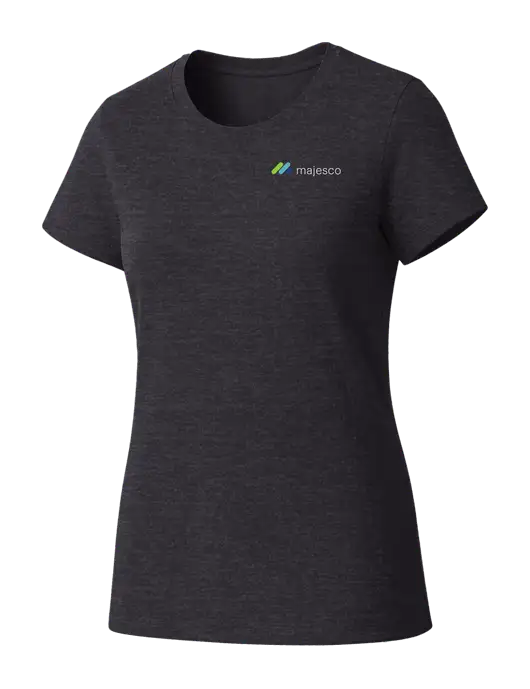 Womens Seriously Soft Heathered Charcoal T-Shirt w/Majesco Logo