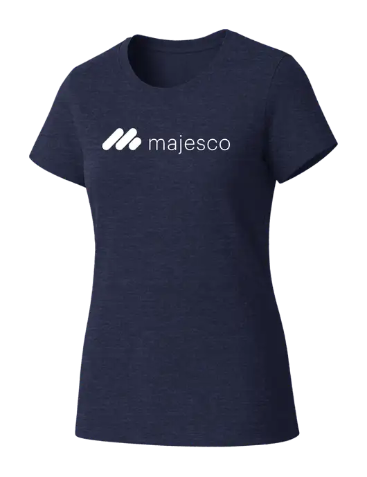 Womens Seriously Soft Heathered Navy T-Shirt w/Majesco Logo