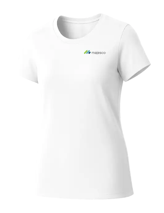 Womens Seriously Soft White T-Shirt w/Majesco Logo