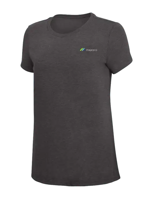 Womens Simply Soft Heather Charcoal 4.5oz  Poly/Combed Ring Spun Cotton T-Shirt w/Majesco Logo