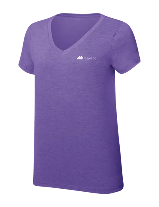 Womens Simply Soft V-Neck Purple Frost 4.5oz  Poly/Combed Ring Spun Cotton T-Shirt w/Majesco Logo
