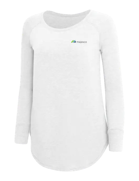 Womens Perfect Wide Collar Tunic Tri-Blend White 4.5 oz T-Shirt w/Majesco Logo