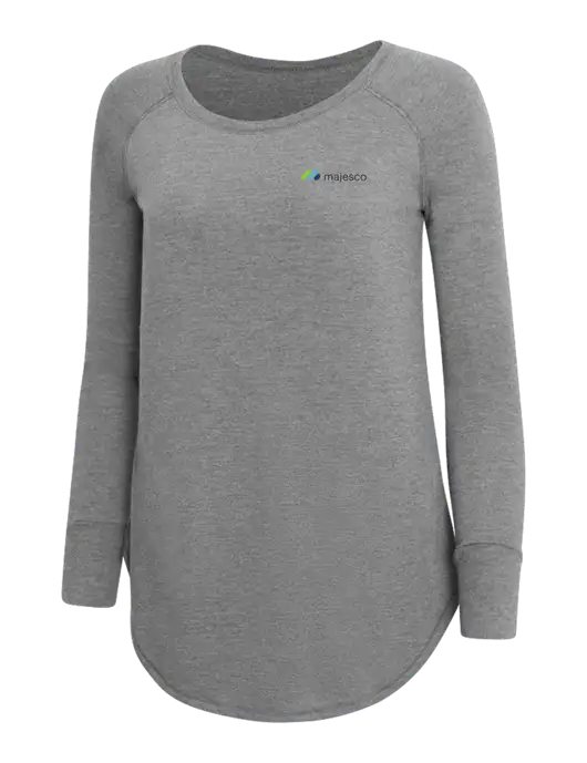 Womens Perfect Wide Collar Tunic Tri-Blend Grey Frost 4.5 oz T-Shirt w/Majesco Logo