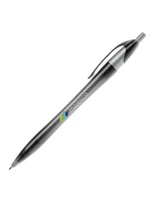 Novella Translucent Black/Silver Jewel Pen - Blue Ink w/Majesco Logo