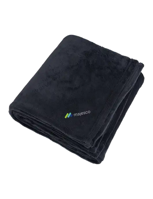 Oversized Deep Black Ultra Plush Blanket w/Majesco Logo