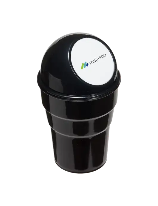Black Car Cup Holder Trash Can w/Majesco Logo
