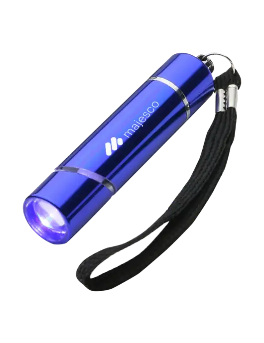 Blue Aluminum Scope LED Flashlight w/Majesco Logo