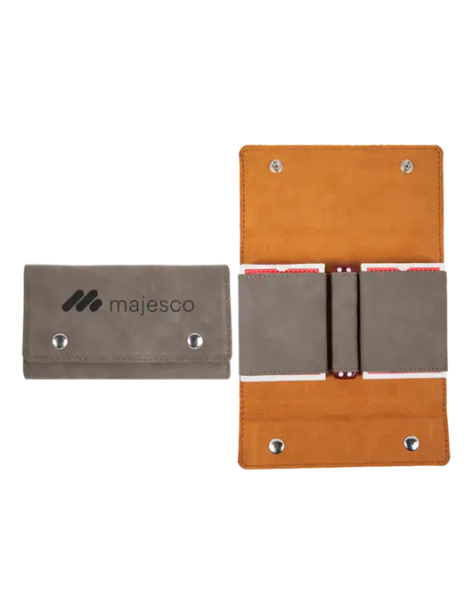 Grey Leatherette Card & Dice Set w/Majesco Logo