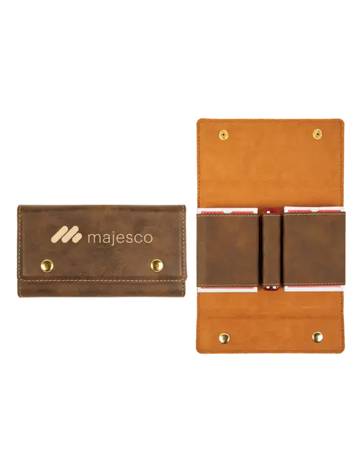 Rustic Leatherette Card & Dice Set w/Majesco Logo