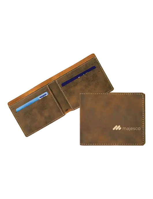 Rustic Leatherette Bifold Wallet w/Majesco Logo