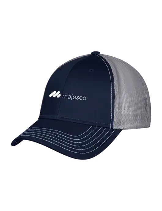 Navy & Grey Mesh Trucker Cap Snap Back w/Majesco Logo